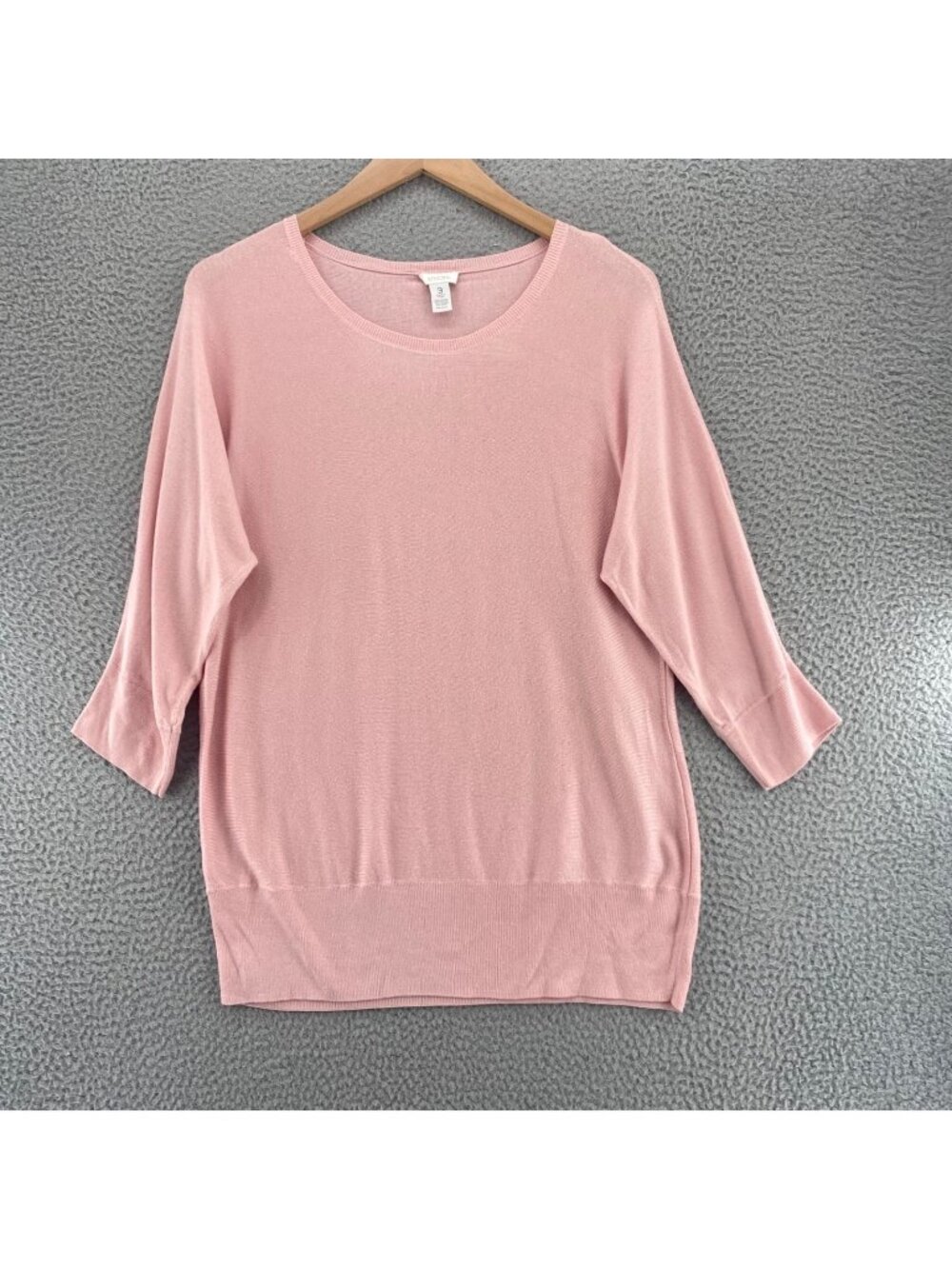 Chicos Sweater Womens 3 US Extra Large Pink Cotton Wool Blend Knit Dolman Sleeve